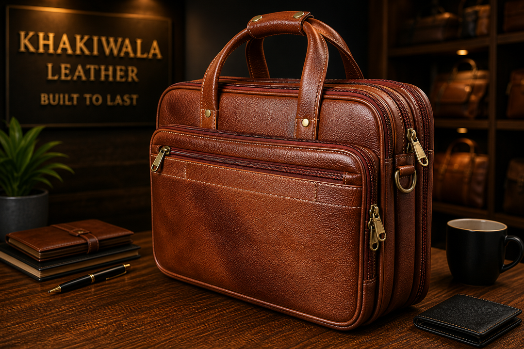 Khakiwala Premium Leather Office Briefcase Bag